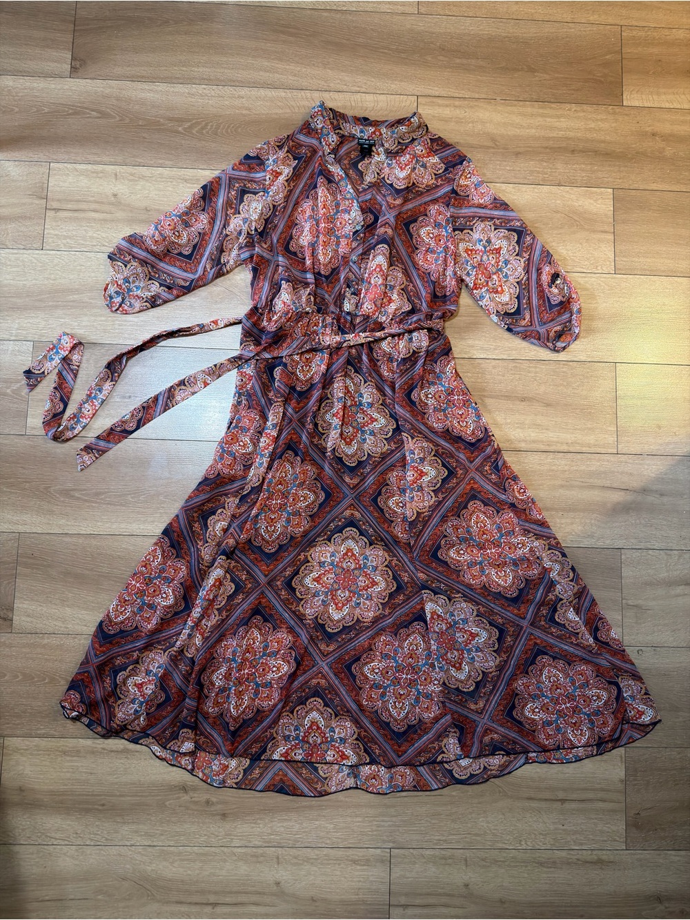 Kate and Lily Size 18W Boho Paisley Belted Maxi Shirt Dress